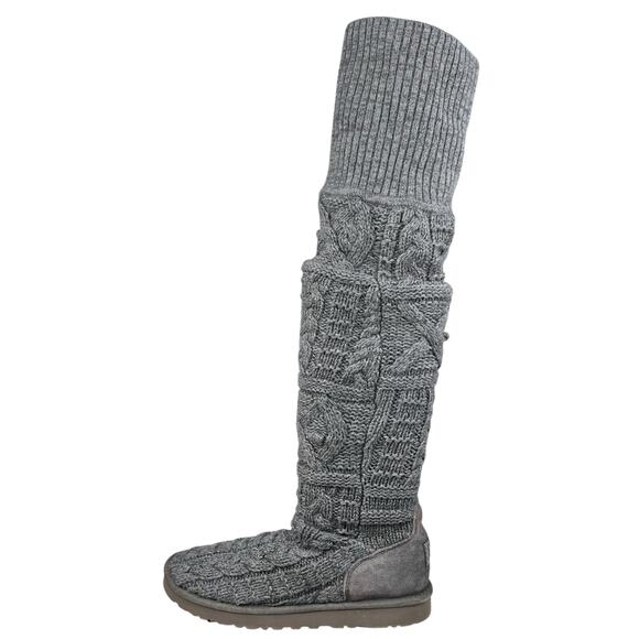 UGG Women’s Over The Knee Twisted Cable Grey Knit Boots Size US 10 - Picture 3 of 11